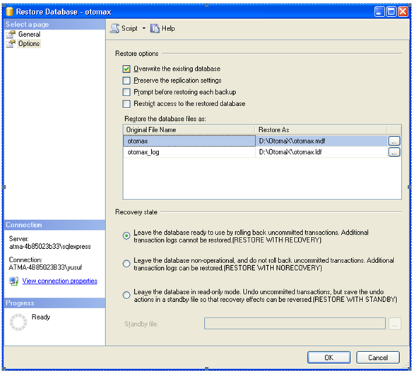 Cara Restore Database Otomax Versi Ultimate Windows 10